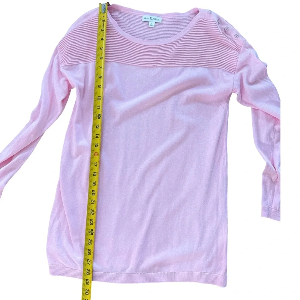 Kim Rogers Button Shoulder‎ Ribbed Knit Sweater